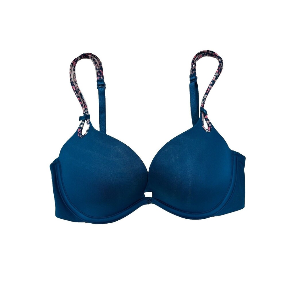 Y2K Victorias Secret Padded Push Up Bra Size 32D Sexy Little Things Teal Blue